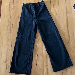 Wide Leg Black Denim Pants